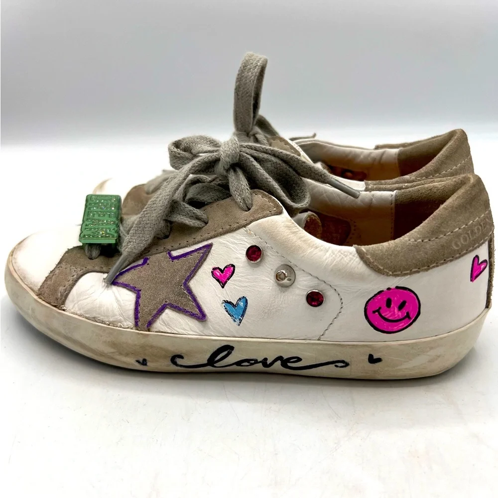Golden Goose SuperStar Kids White Leather Sneakers - Picture 4 of 13